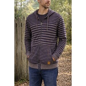 BOSS Orange Hoodie Mens Large Gray Blue Striped Full Zip Lightweight‎ Casual